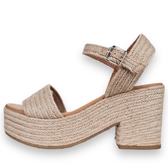 New Jute Style! Soda Shoes Natural Straw Raffia Ankle Strap Platform Wedge Heel - Picture 2 of 6